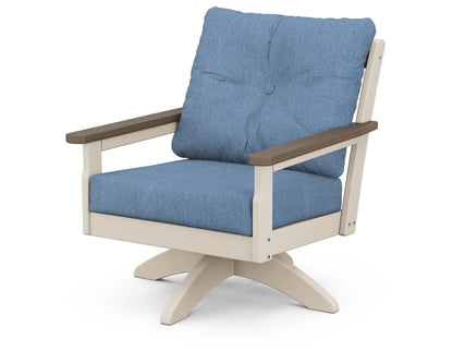 POLYWOOD® Vineyard Deep Seating Swivel Chair in Sand / Kona / Sky Blue
