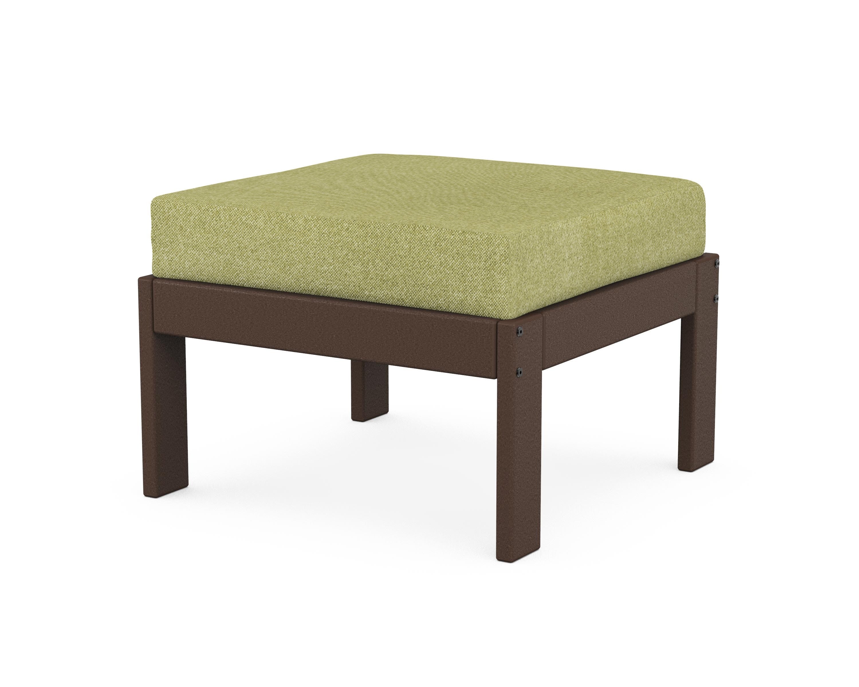 POLYWOOD® Vineyard Modular Ottoman in Mahogany / Chartreuse Boucle