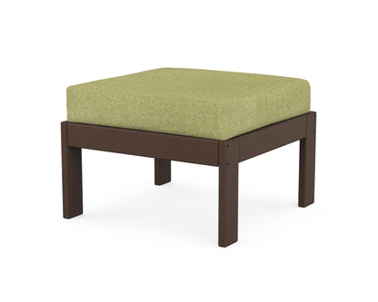 POLYWOOD® Vineyard Modular Ottoman in Mahogany / Chartreuse Boucle