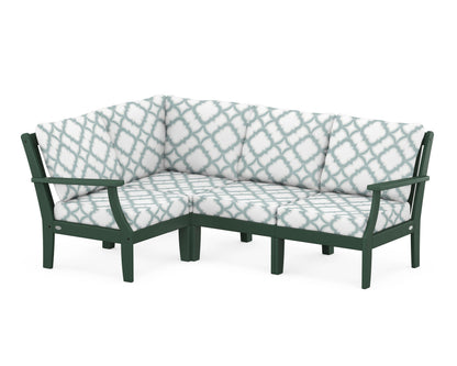 POLYWOOD® Braxton Modular 4-Piece Deep Seating Set in Green / Trellis Glacier Spa