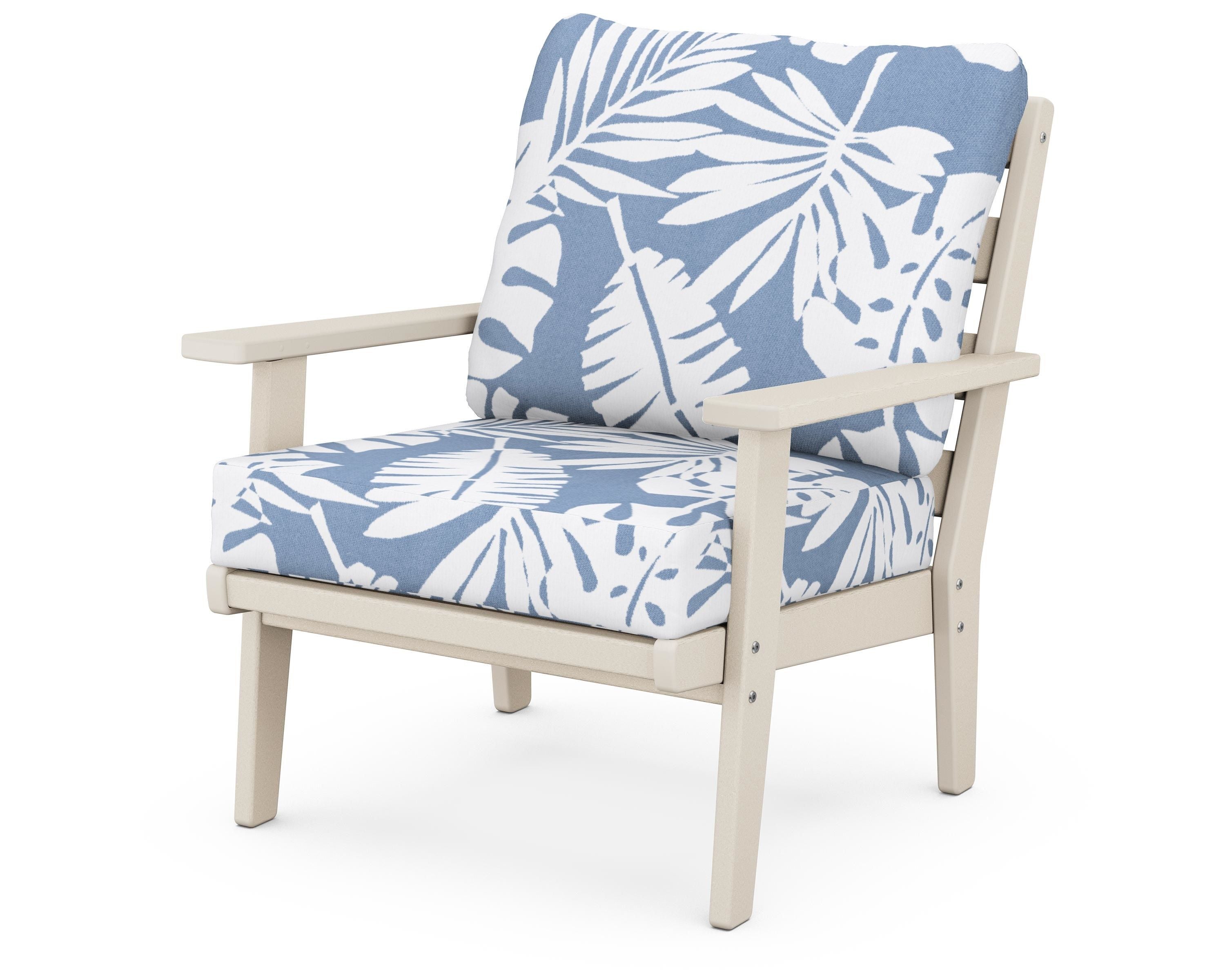 POLYWOOD® Grant Park Deep Seating Chair in Sand / Leaf Sky Blue