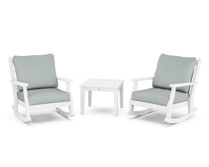 Country Living Wovendale 3-Piece Deep Seating Rocker Set in White / Spa