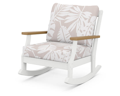 POLYWOOD® Braxton Deep Seating Rocking Chair in White / Natural / Leaf Dune Burlap