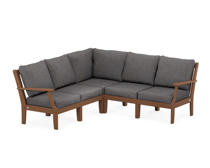 POLYWOOD® Braxton Modular 5-Piece Deep Seating Set in Teak / Ash Charcoal