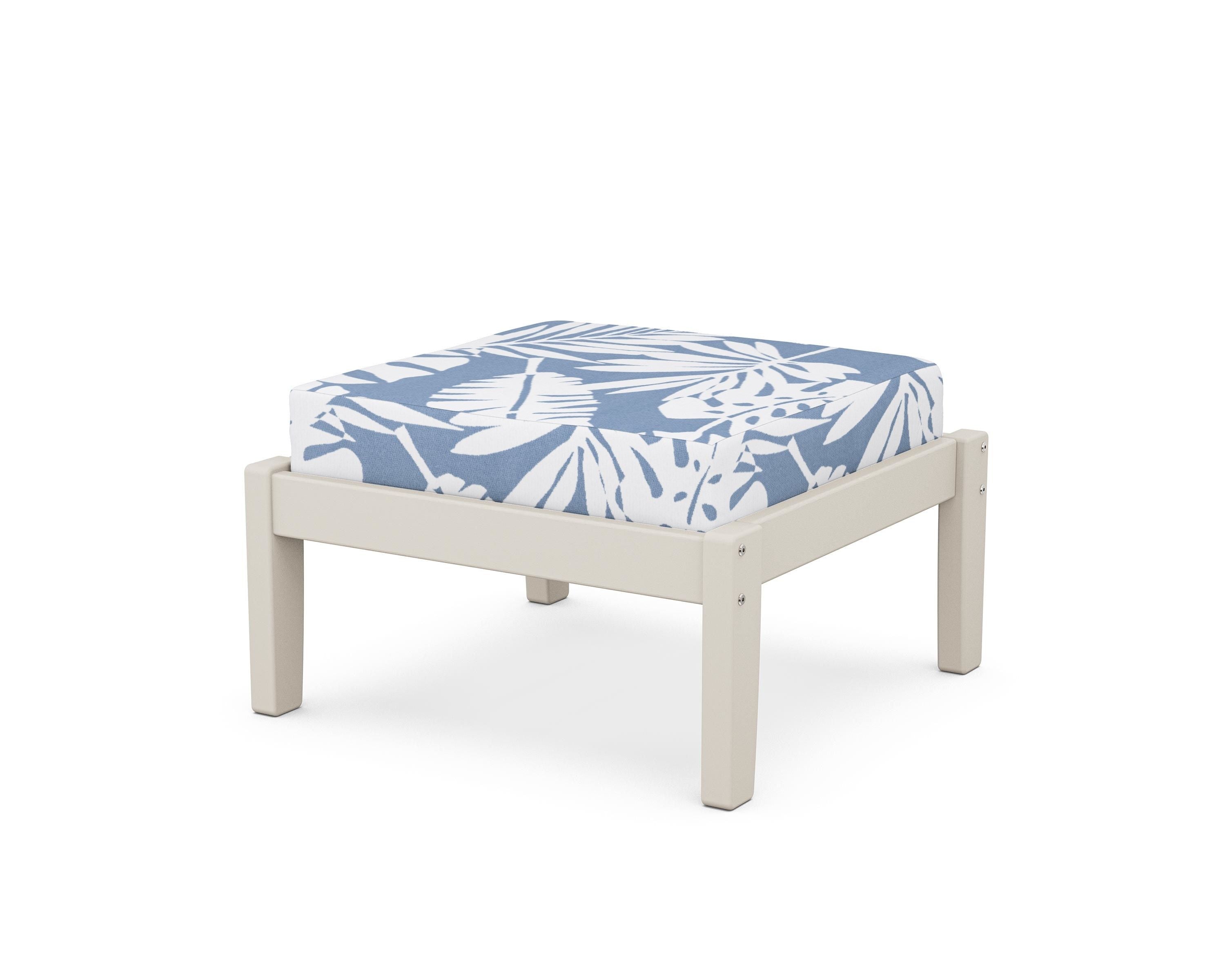 Unbranded Deep Seating Ottoman in Sand / Leaf Sky Blue