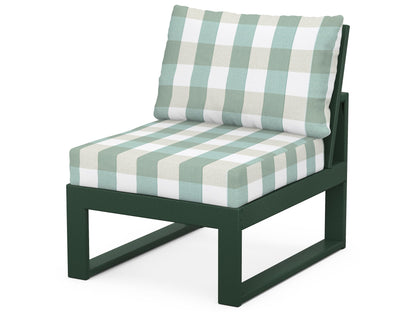 Unbranded Modular Armless Chair in Green / Buffalo Plaid Glacier Spa