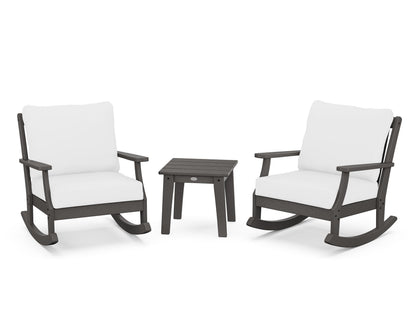 POLYWOOD® Braxton 3-Piece Deep Seating Rocker Set in Vintage Coffee / Natural
