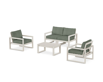 POLYWOOD® EDGE Sectional 4-Piece Deep Seating Set with Loveseat in Sand / Cast Sage