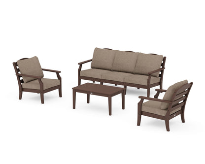 Draper James™ by  POLYWOOD® Savannah 4-Piece Deep Seating Set with Sofa in Mahogany / Spiced Burlap