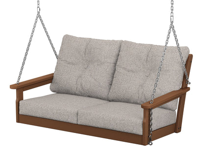 POLYWOOD® Vineyard Deep Seating Swing in Teak / Weathered Tweed
