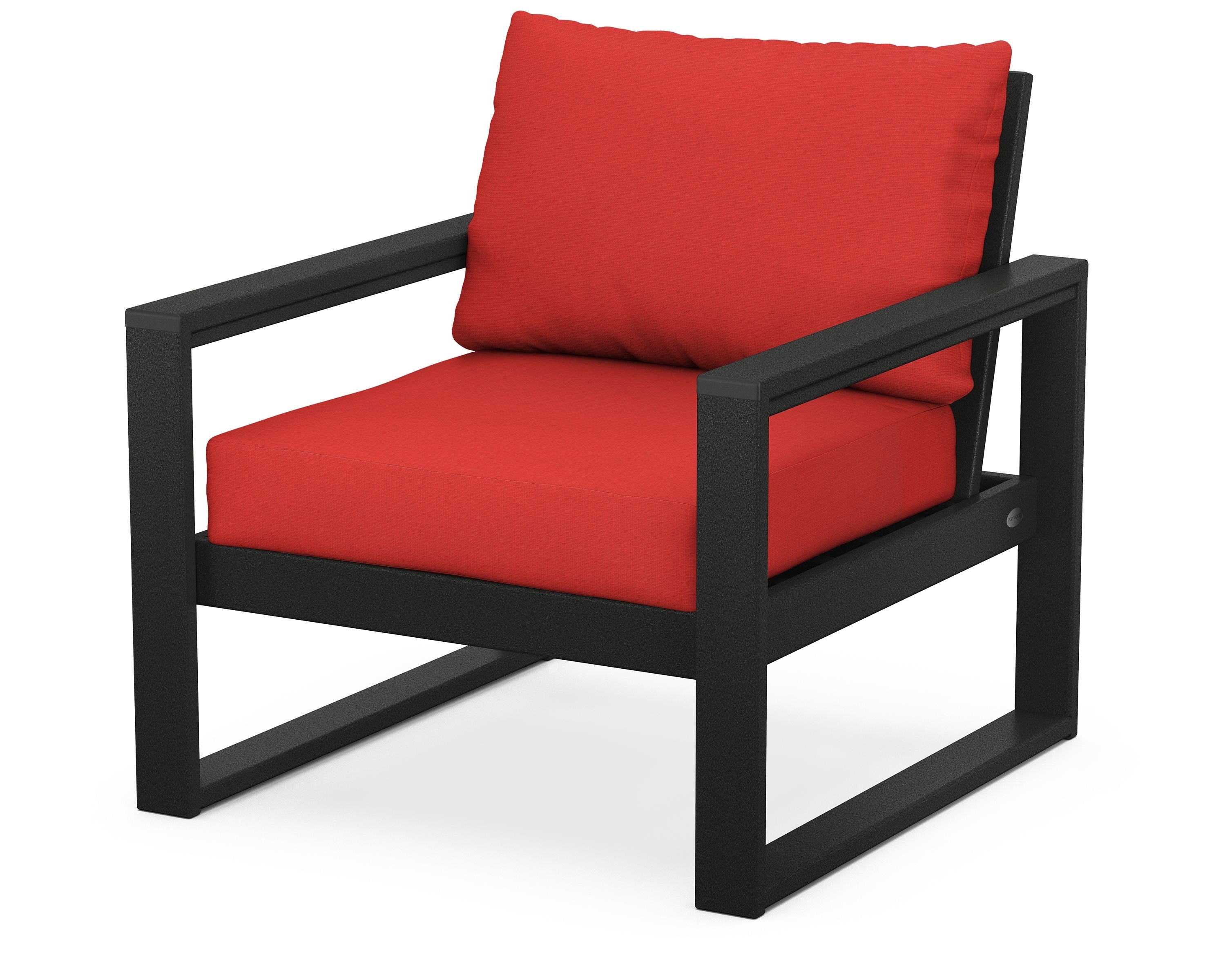 POLYWOOD® EDGE Club Chair in Black / Crimson Linen