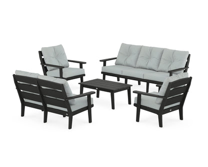 POLYWOOD® Lakeside 5-Piece Lounge Sofa Set in Black / Spa