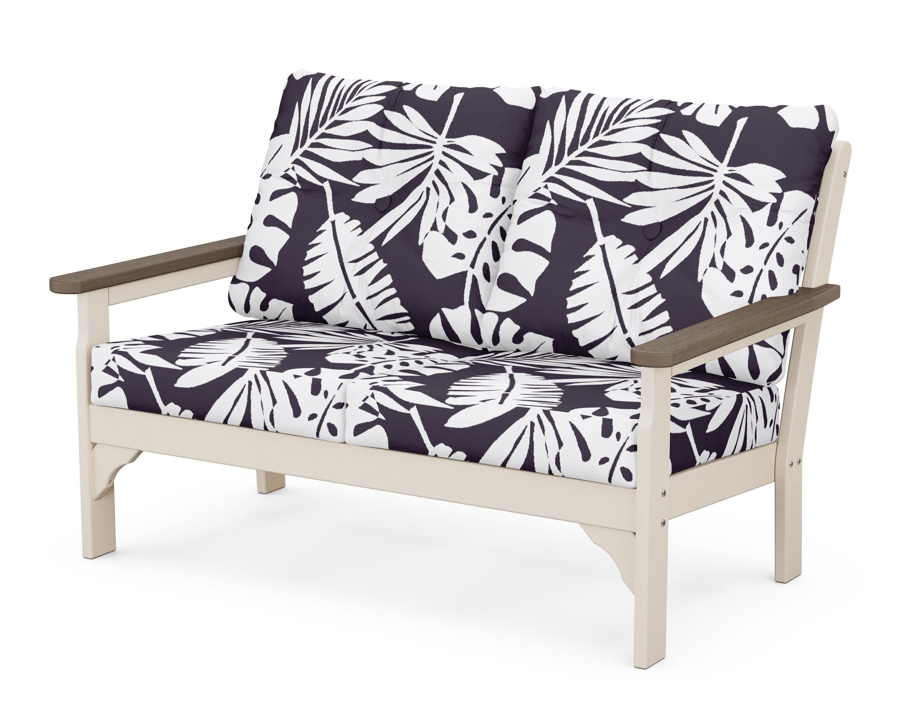 POLYWOOD® Vineyard Deep Seating Loveseat in Sand / Kona / Leaf Navy
