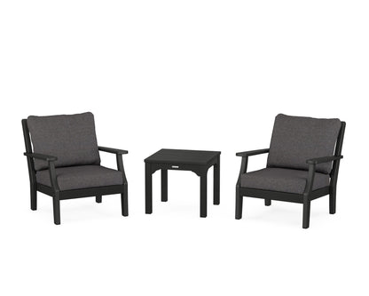Martha Stewart by POLYWOOD® Chinoiserie 3-Piece Deep Seating Set in Black / Ash Charcoal