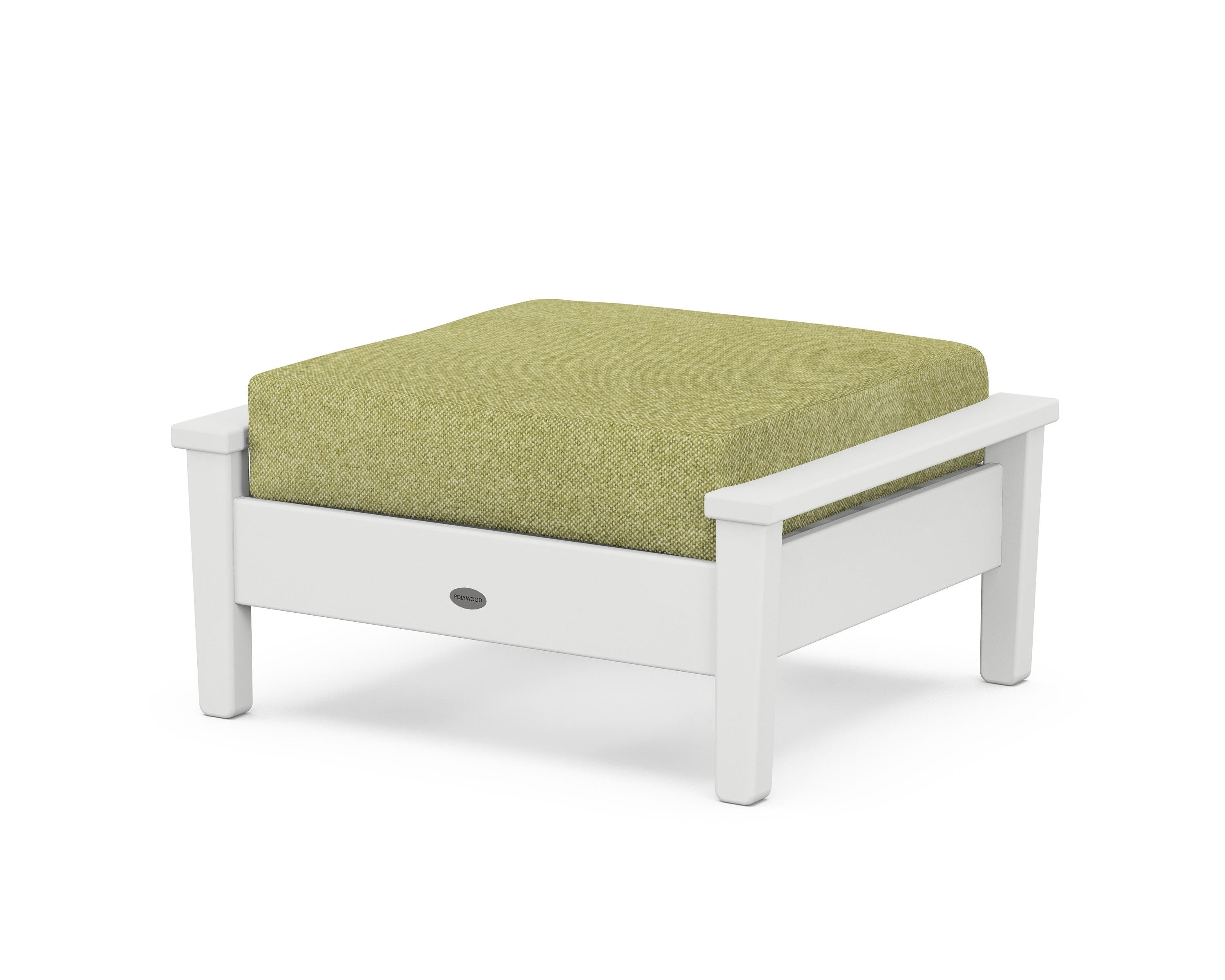 POLYWOOD® Prescott Deep Seating Ottoman in White / Chartreuse Boucle