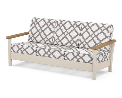 POLYWOOD® Harbour Deep Seating Sofa in Sand / Natural / Trellis Grey Mist
