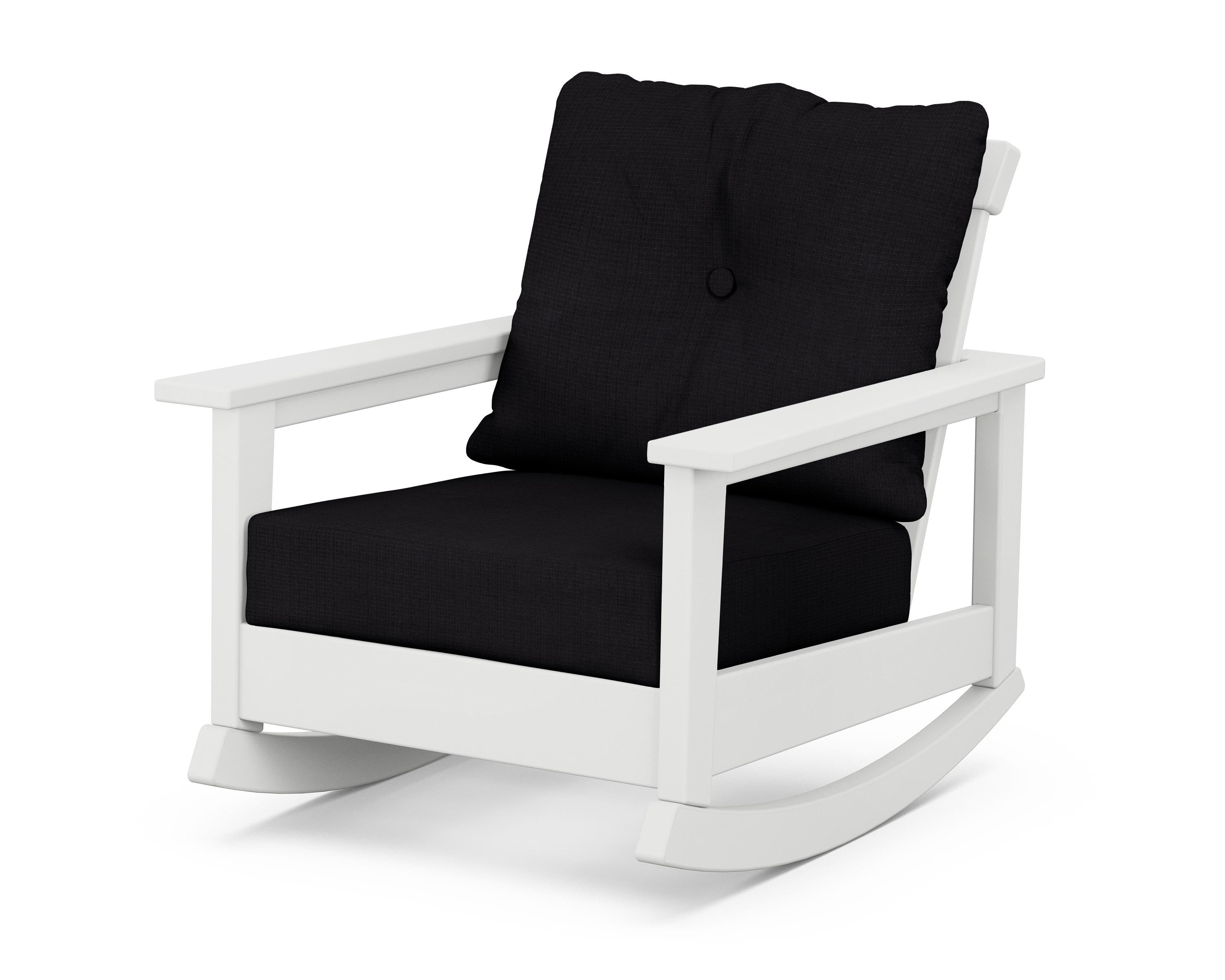 POLYWOOD® Prescott Deep Seating Rocking Chair in White / Midnight Linen