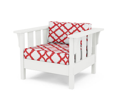 Martha Stewart by POLYWOOD® Acadia Deep Seating Chair in White / Trellis Crimson