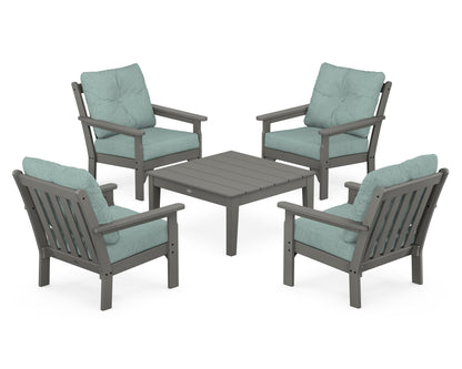 POLYWOOD® Vineyard 5-Piece Deep Seating Conversation Set in Slate Grey / Glacier Spa