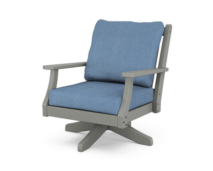Country Living Wovendale Deep Seating Swivel Chair in Slate Grey / Sky Blue
