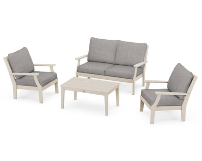 POLYWOOD® Braxton 4-Piece Deep Seating Chair Set in Sand / Grey Mist