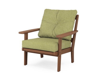 POLYWOOD® Prairie Deep Seating Chair in Teak / Chartreuse Boucle