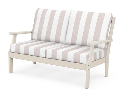 POLYWOOD® Braxton Deep Seating Loveseat in Sand / Cabana Stripe Dune Burlap