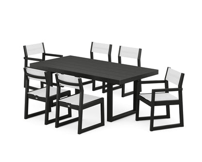 POLYWOOD® EDGE Sling 7-Piece Dining Set in Black / White Sling