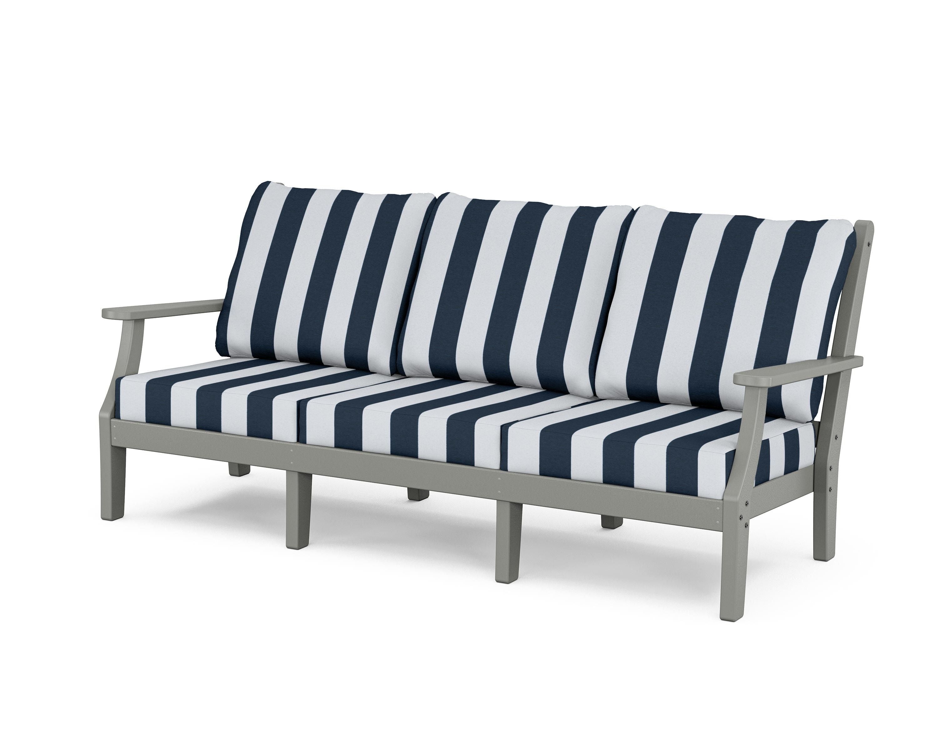Country Living Wovendale Deep Seating Sofa in Slate Grey / Cabana Stripe Marine Indigo