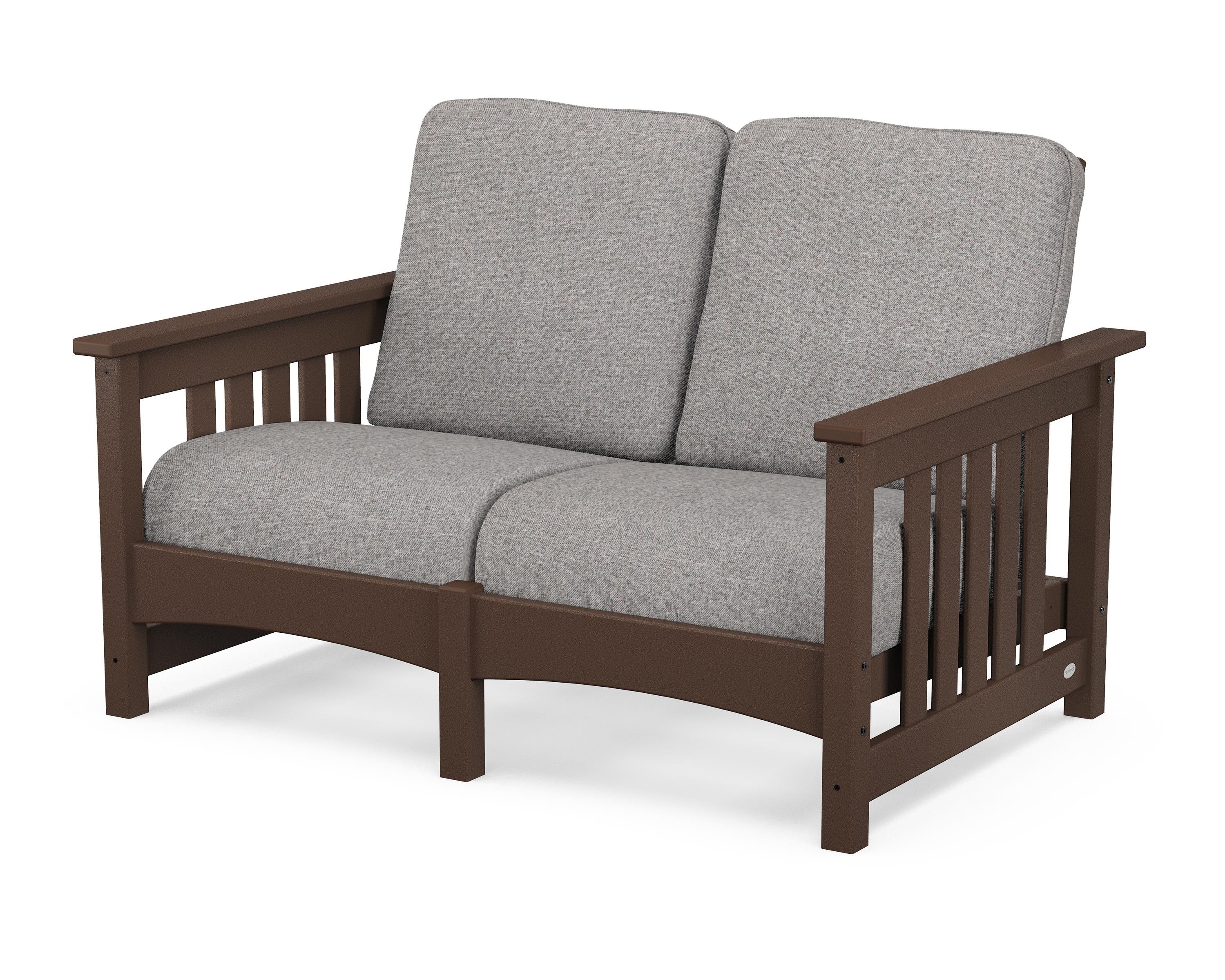 POLYWOOD® Club Mission Loveseat in Mahogany / Grey Mist