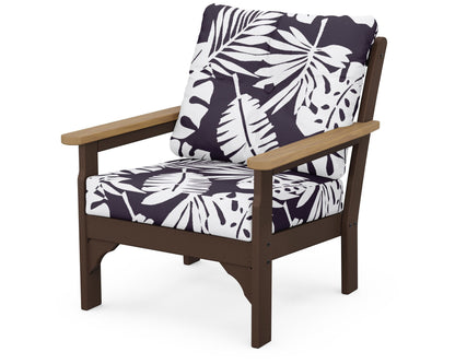 POLYWOOD® Vineyard Deep Seating Chair in Mahogany / Natural / Leaf Navy