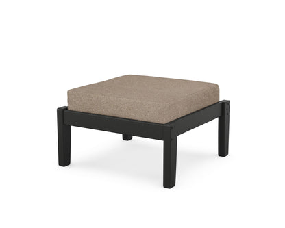 Unbranded Deep Seating Ottoman in Black / Spiced Burlap