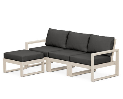 POLYWOOD® EDGE 4-Piece Modular Deep Seating Set with Ottoman in Sand / Spectrum Carbon