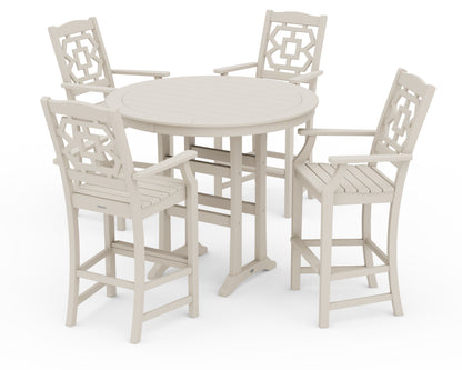 Martha Stewart by POLYWOOD® Chinoiserie 5-Piece Round Bar Set in Sand
