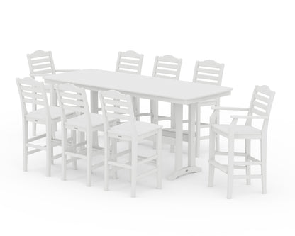 Draper James™ by  POLYWOOD® Savannah 9-Piece Bar Set with Trestle Legs in White
