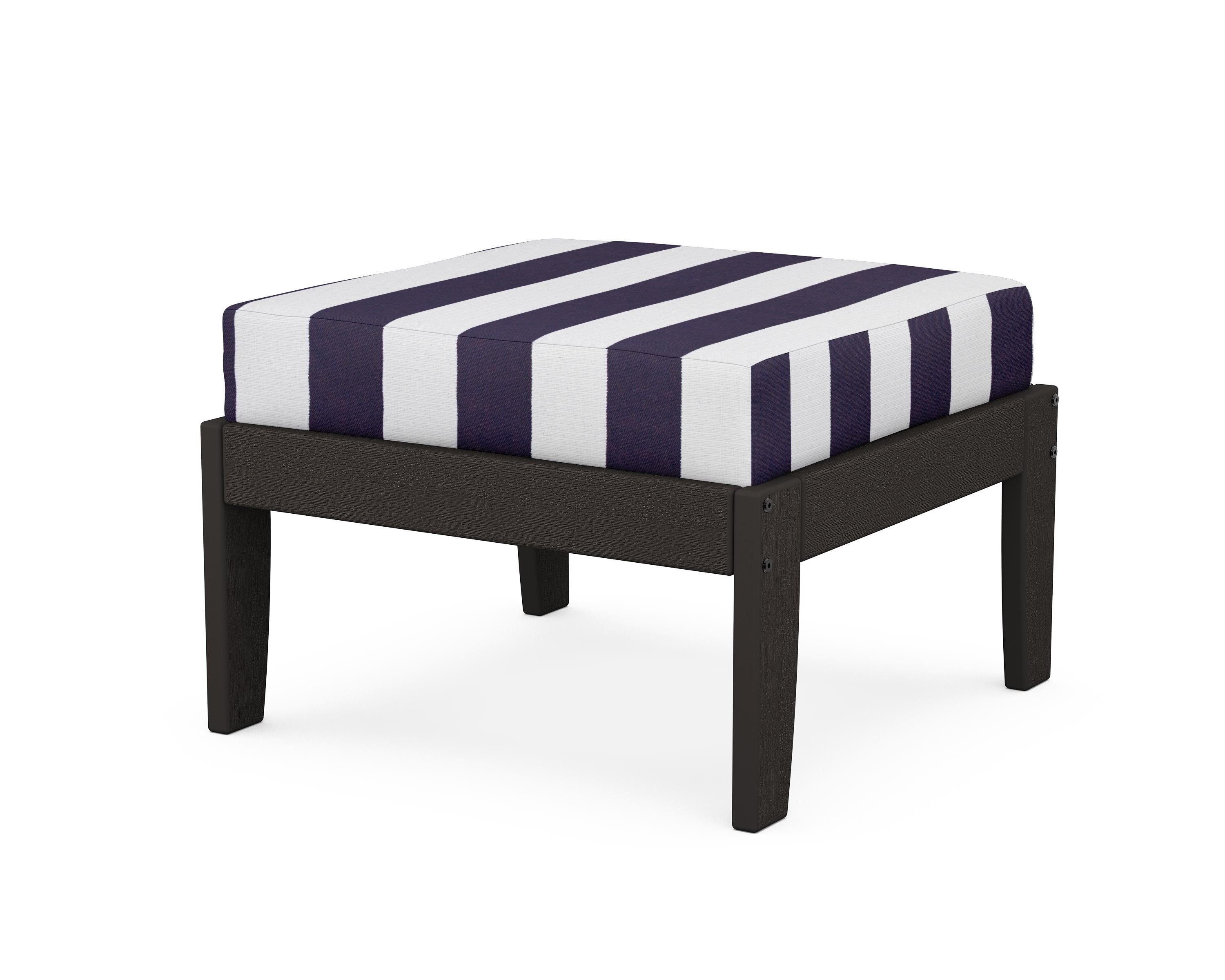Unbranded Modular Ottoman - Classic in Vintage Coffee / Cabana Stripe Navy