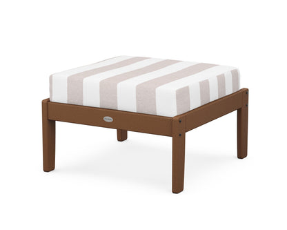 POLYWOOD® Braxton Deep Seating Ottoman in Teak / Cabana Stripe Dune Burlap