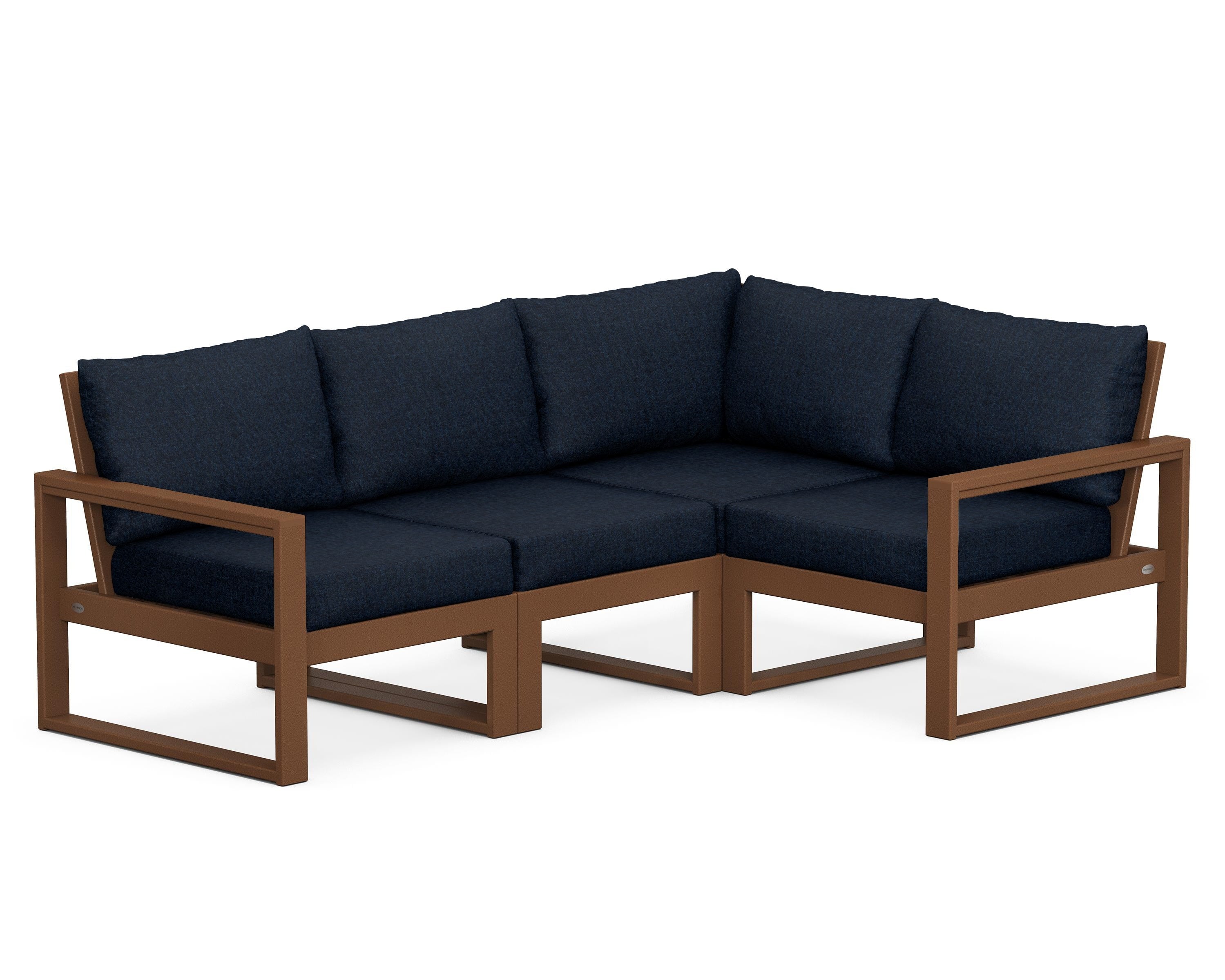 POLYWOOD® EDGE 4-Piece Modular Deep Seating Set in Teak / Marine Indigo