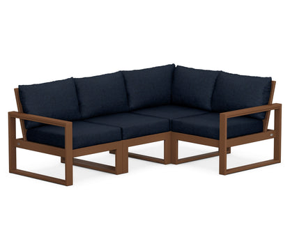 POLYWOOD® EDGE 4-Piece Modular Deep Seating Set in Teak / Marine Indigo