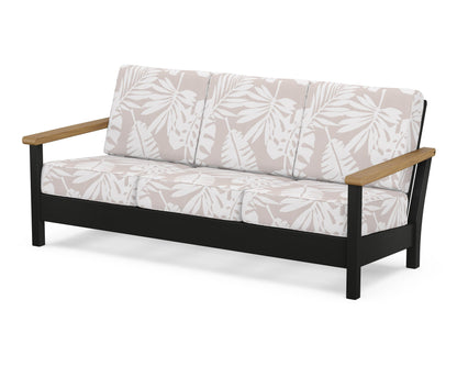 POLYWOOD® Harbour Deep Seating Sofa in Black / Natural / Leaf Dune Burlap