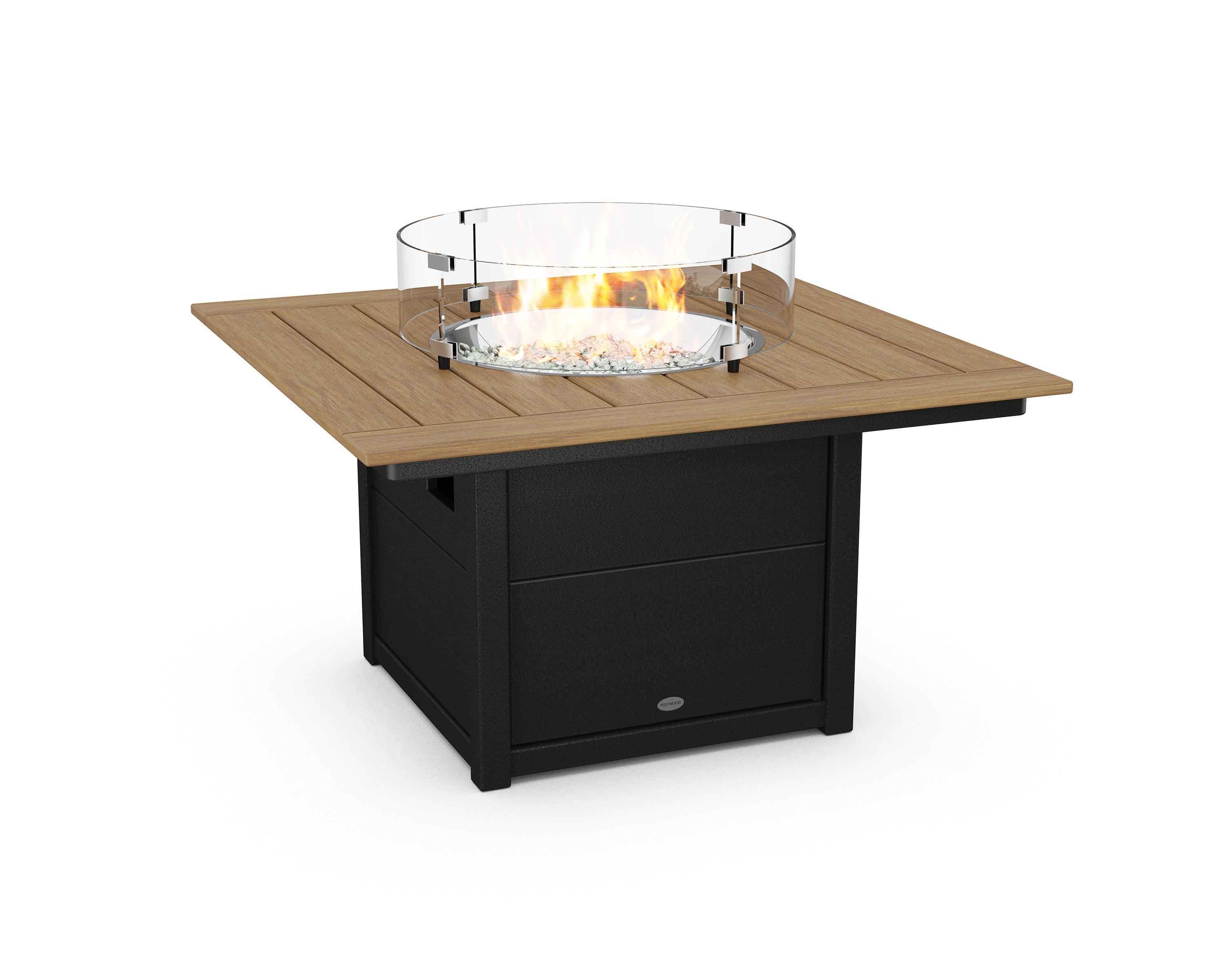 POLYWOOD® Square 42" Fire Pit Table in Black / Natural