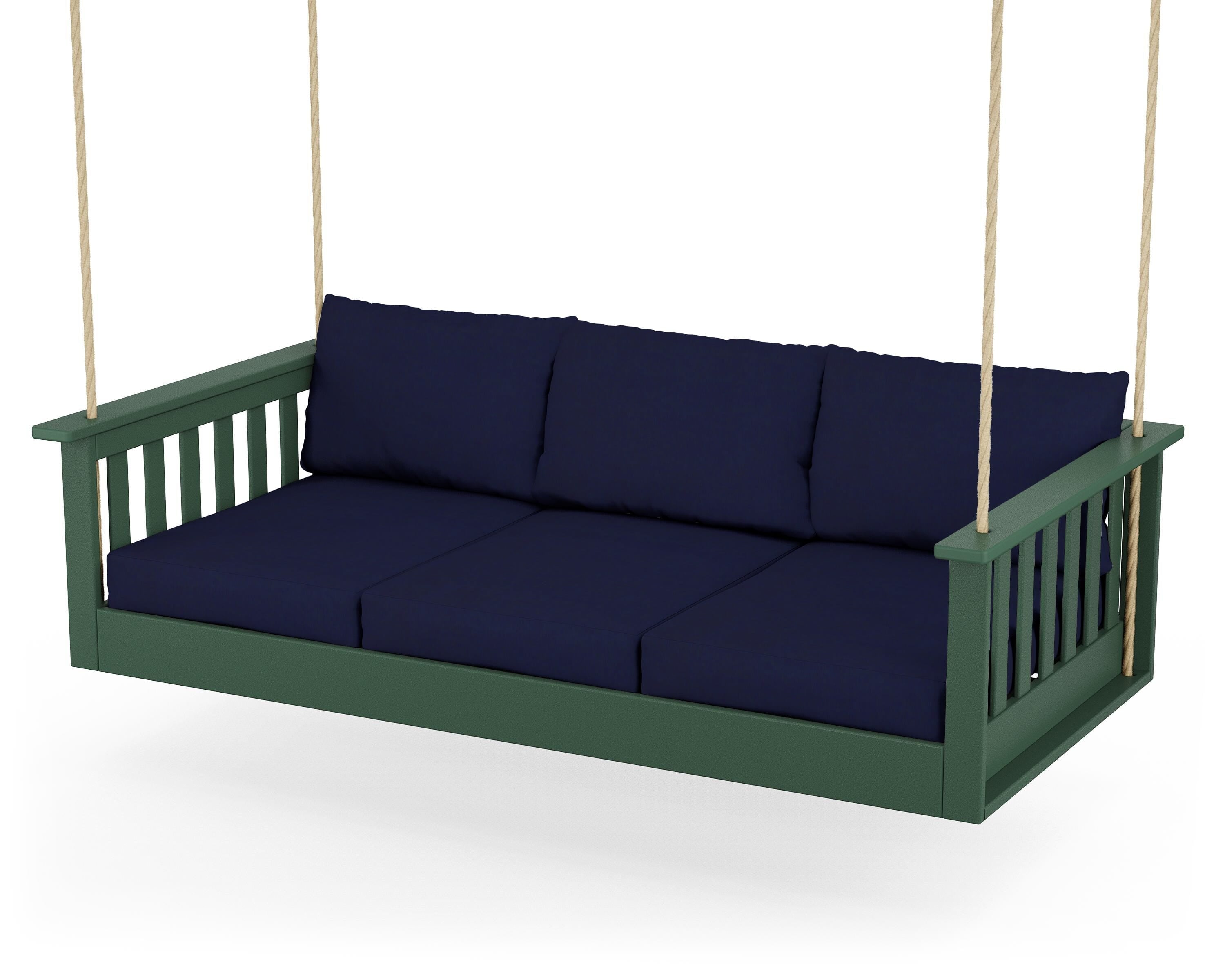 POLYWOOD® Vineyard Daybed Swing in Green / Navy