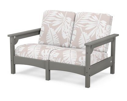 POLYWOOD® Club Loveseat in Slate Grey / Leaf Dune Burlap