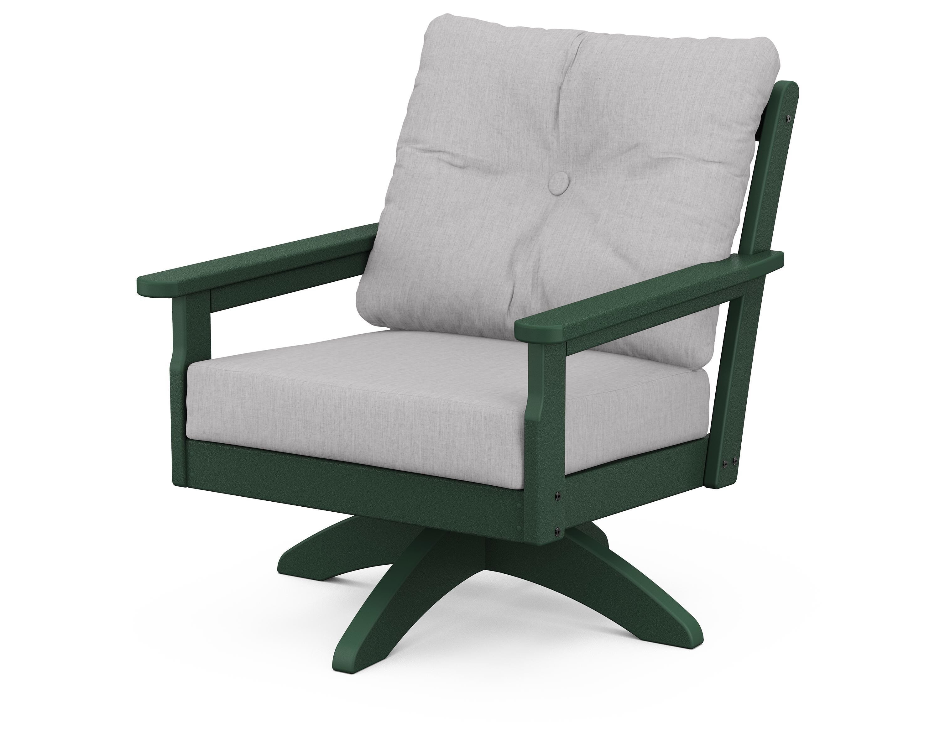 POLYWOOD® Vineyard Deep Seating Swivel Chair in Green / Granite