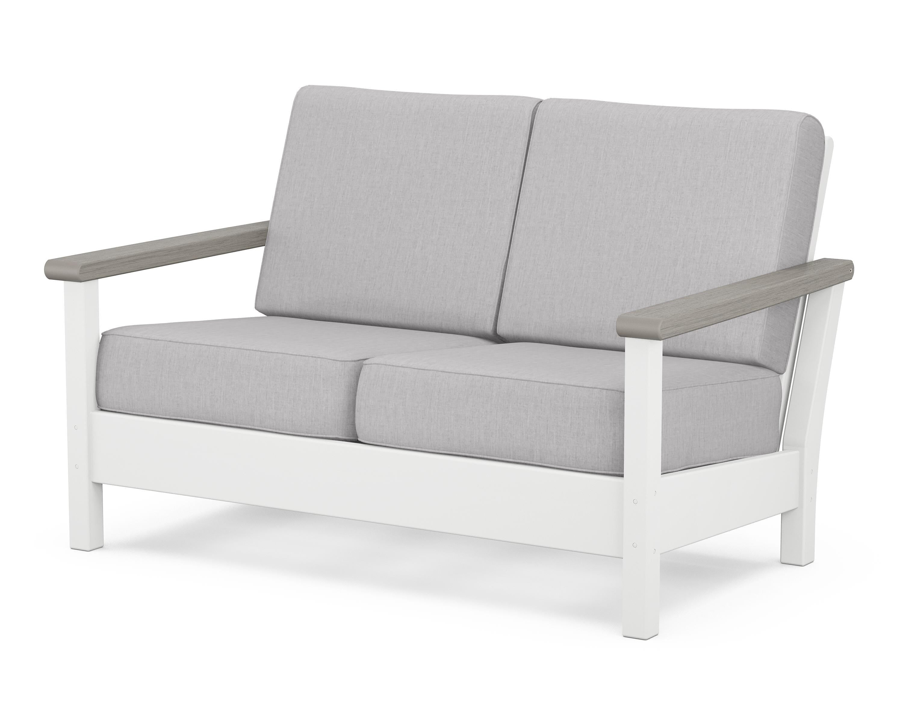 POLYWOOD® Harbour Deep Seating Loveseat in White / Driftwood / Granite