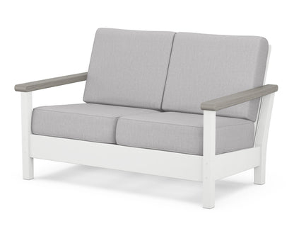 POLYWOOD® Harbour Deep Seating Loveseat in White / Driftwood / Granite