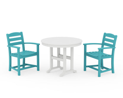 POLYWOOD® La Casa Café 3-Piece Round Dining Set in Aruba / White