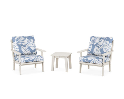 POLYWOOD® Mission 3-Piece Deep Seating Set in Sand / Leaf Sky Blue