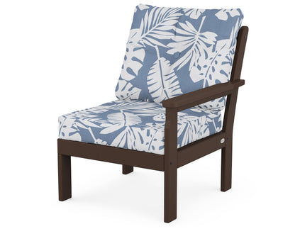 POLYWOOD® Vineyard Modular Right Arm Chair in Mahogany / Leaf Sky Blue