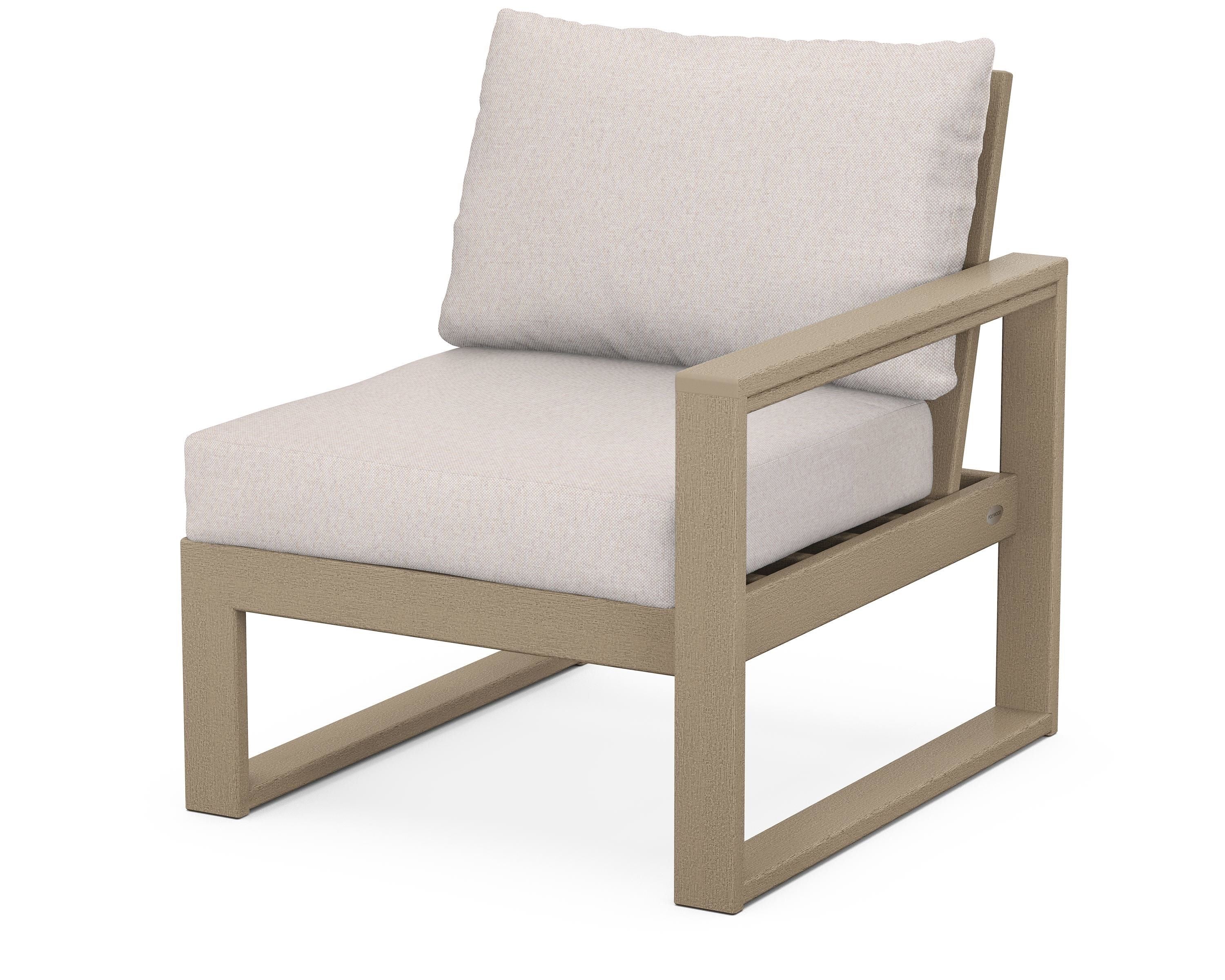 POLYWOOD® EDGE Modular Right Arm Chair in Vintage Sahara / Dune Burlap